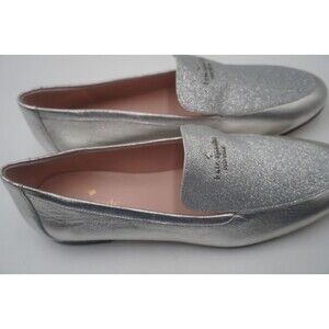 Kate Spade New York City Light Silver Glitter Metallic Loafer Sparkle Chic Sz7.5